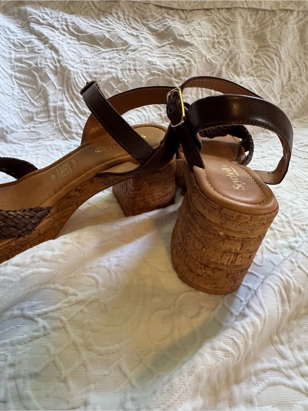 Seychelles Brown Braided Leather Wedge Sandals